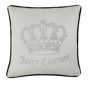 Juicy Couture 2 Rhinestone Grey Crown Pillows 20 in. x 20 in.